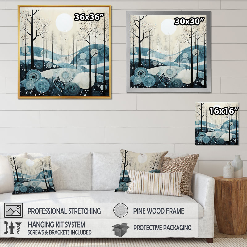 Blue White Modern Scandinavian Serenade II - Landscapes Canvas Wall Art, H 24 po x l 24 po x P 1 po, Toile tendue