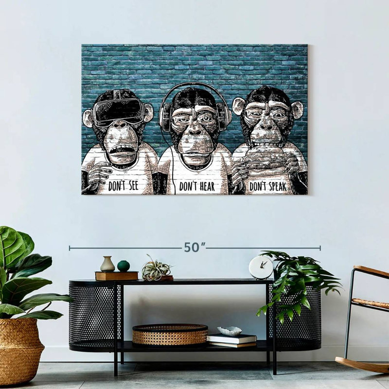 Three Monkeys Canvas Print, 30" H x 45" W x 1.25" D