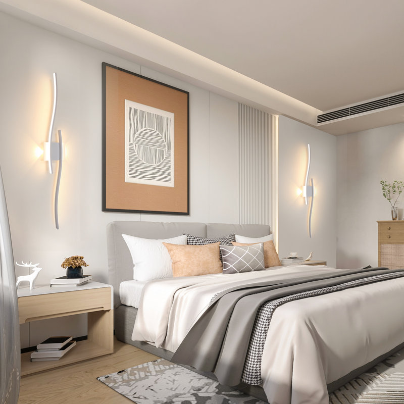 Modern Aluminum Linear LED Wall Light, 14cm H x 89cm W x 5.5cm D, White