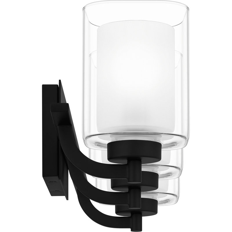 Matte Black 3-Light Vanity with Frosted Glass Shades