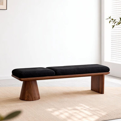 Banc rembourré en bois massif noir