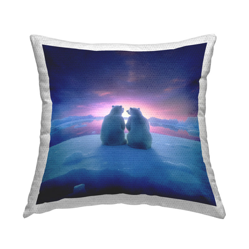 Coussin d'extérieur imprimé ours polaire Duo Sunset par RB