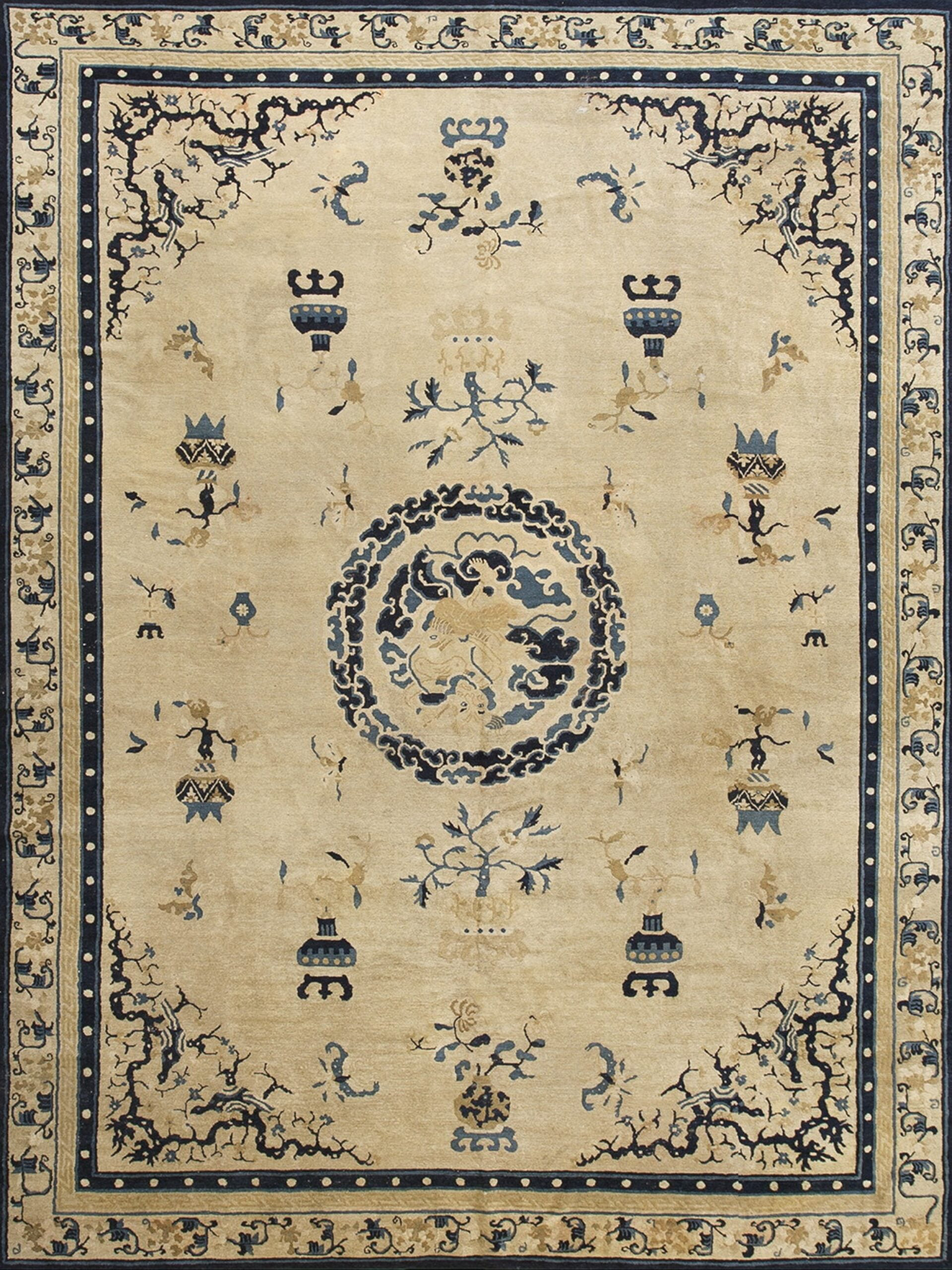 Super Chinese Rug Rugs On Net Antique Chinese - Peking Chinese Allover Medallion Knotted ...