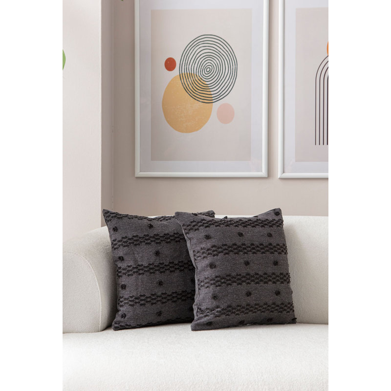Elegant Black Cushion Cover Set (2 Pieces), 16.9 x 16.9 Inches | 100% Polyester, Durable Fabric, Machine Washable | Perfect for Living Room, Bedroom Decor & Comfortable Home Styling