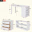 Lit mezzanine basse avec armoire, tablettes et bureau portable roulant, lit multifonctionnel