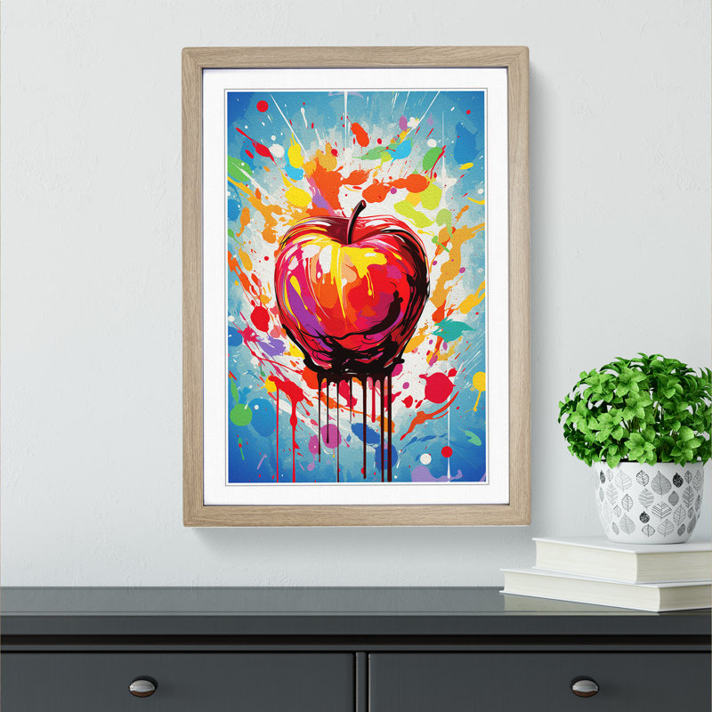 XYZ-FRM-V1223-1828 Apple Abstract - Single Picture Frame Print on Wood, Oak, 64cm H x 46cm W x 2cm D, Oak Framed