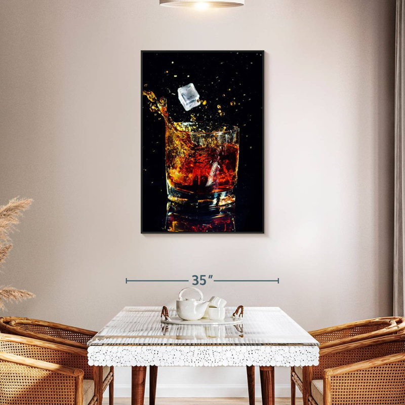 Whisky glacé, Cadre flottant noir, 29 po x 43 po