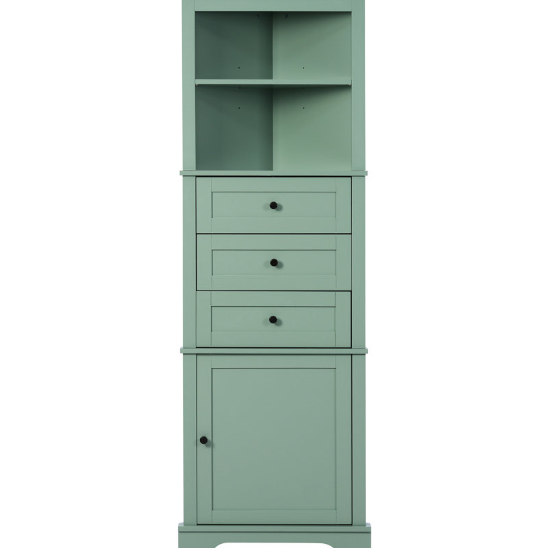 Armoire triangulaire avec tablette réglable et 3 tiroirs pour la décoration intérieure des tablettes, Vert