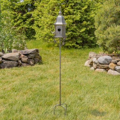 64" Tall Iron Birdhouse Stake "Victoria"
