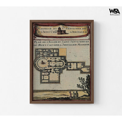 Carte antique de Jérusalem, art de la maison chrétienne, décoration de la maison Catholique, impression de la place de Dieu, art mural de la Bible, affiche de carte de la vieille Terre Sainte