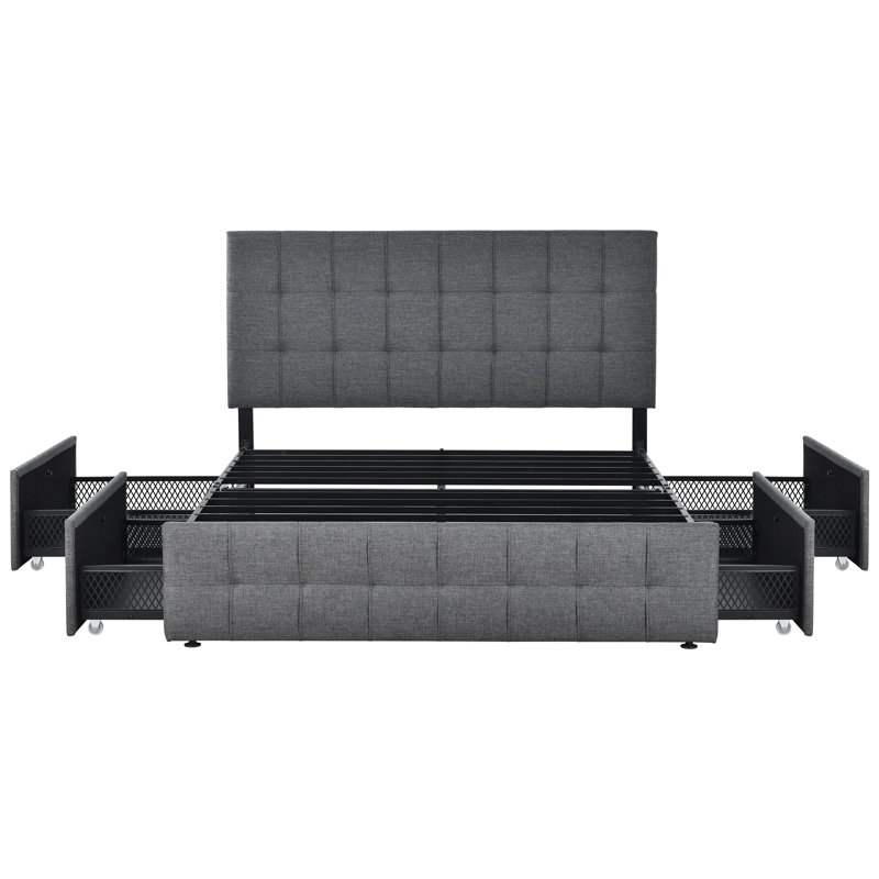 Lucienne Upholstered UK Double - DE 135 X 190 Cm Storage Bed with Mattress