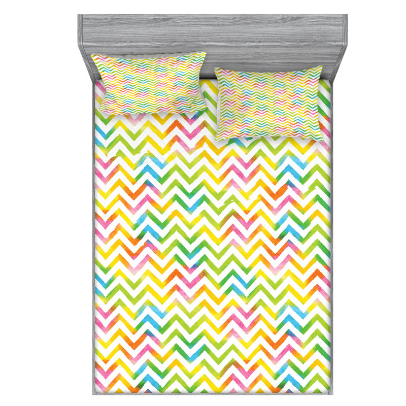 Microfiber Chevron Sheet Set, Queen Sheet Set + Fitted Sheet + 2 Pillowcases