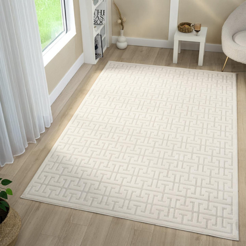Tapis moderne à motif géométrique à treillis, Rectangle 5 pi x 7 pi