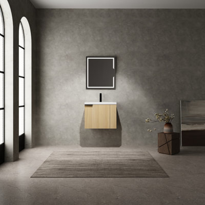 Lavabo de salle de bain 24 po pour salles de bain spacieuses - fabrication moderne en contreplaqué de commode en chêne avec beaucoup d'espace de rangement