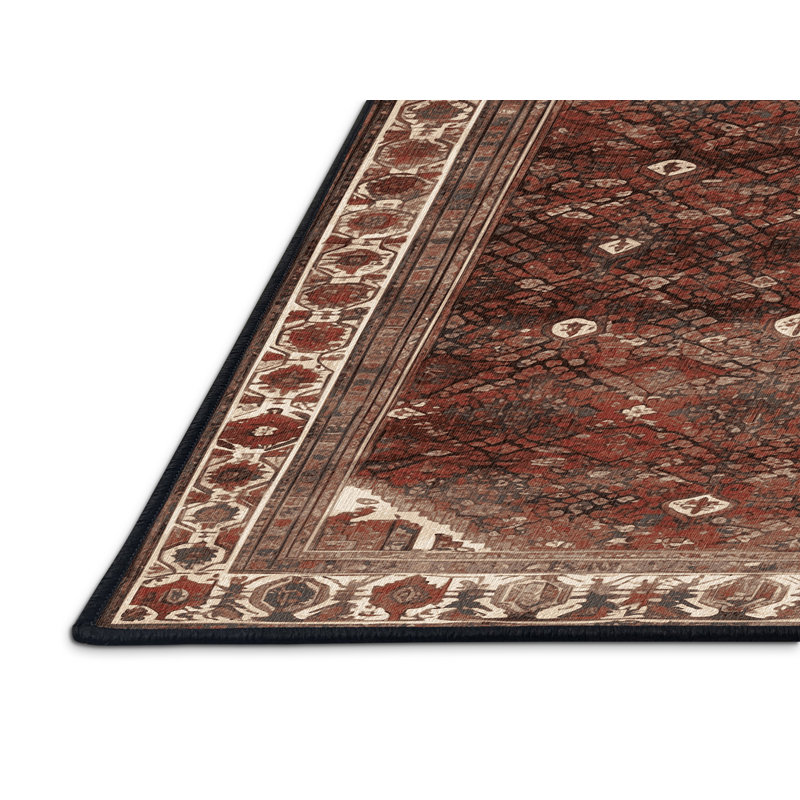 Tapis persan noir lavable à la machine, Rectangle 7 pi x 9 pi