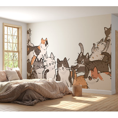 Premium Wallpaper Wall Mural - Cat Gathering