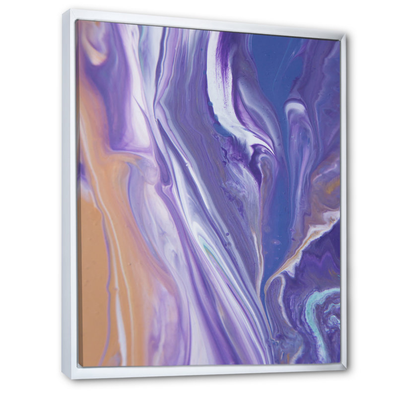 Marbre mauve luxueux, art fluide - décoration murale moderne sur toile, H 40 po x l 30 po x P 1,5 po, Cadre photo blanc