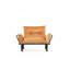 Canapé-lit futon deux places couleur moutarde riche, structure en métal, profondeur 125,4 cm, largeur 60 cm, hauteur 87,5 cm. Modèle moutarde avec support, profondeur 124,5 cm, largeur 61 cm, hauteur 89 cm, poids 13,6 kg.