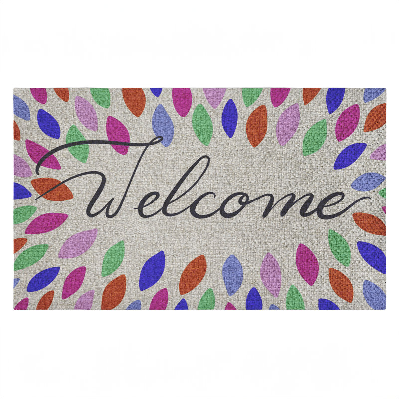 Tapis de porte Vibrant Leaf Shapes Welcome, par Caroline Alfreds, 18 po x 30 po