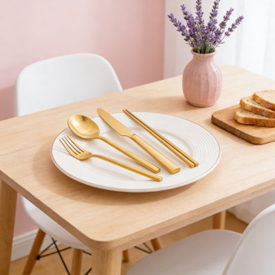 Ensemble de couverts 20 pièces en or, service d'argenterie en acier inoxydable forgé de qualité supérieure pour 4 personnes, ensemble de couverts poli miroir et lavable au lave-vaisselle pour la maison, la cuisine, le mariage et la fête
