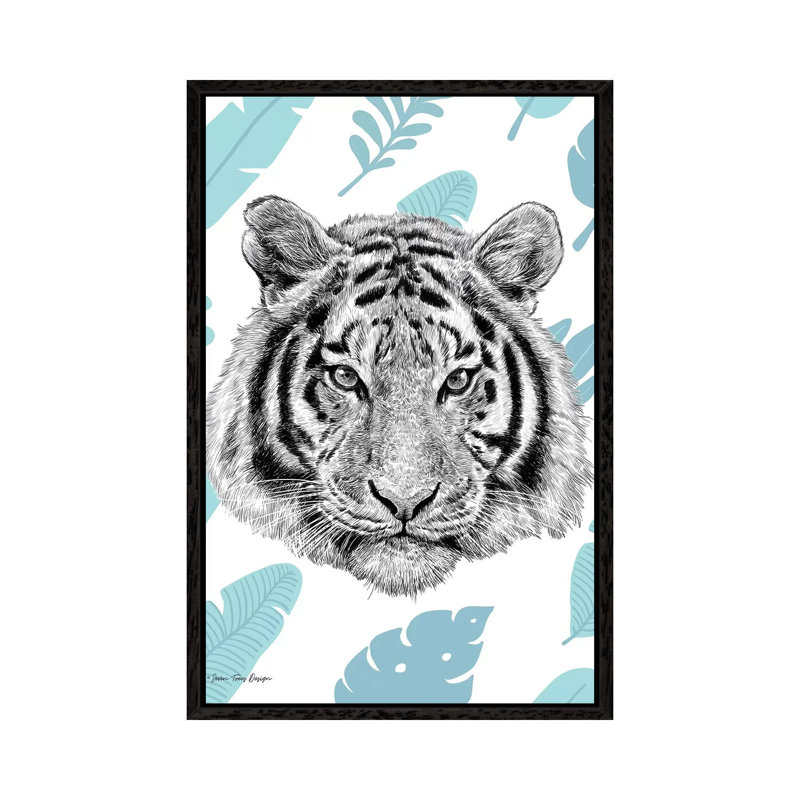Tropical Tiger by Seven Trees Design - Floater Frame Gallery-Wrapped Canvas Giclée on Canvas, 66.04 cm H x 45.72 cm W, Black
