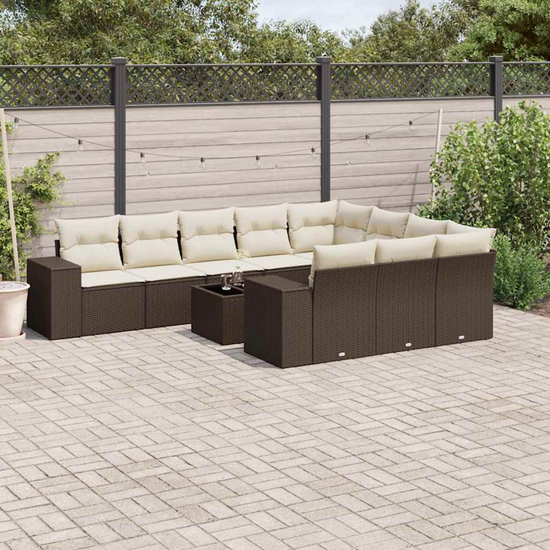 Ensemble de canapé de jardin Vidaxl, Blanc, crème, Brun brun