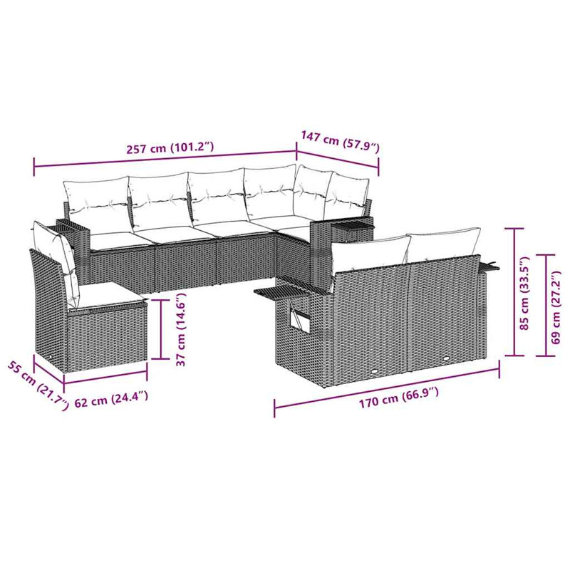 Ensemble de canapé de jardin Vidaxl