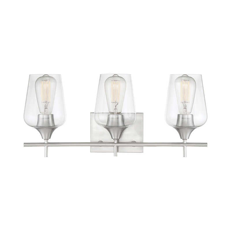 Luminaire de salle de bain à intensité variable Breena en nickel satiné, Nickel satiné, Clear