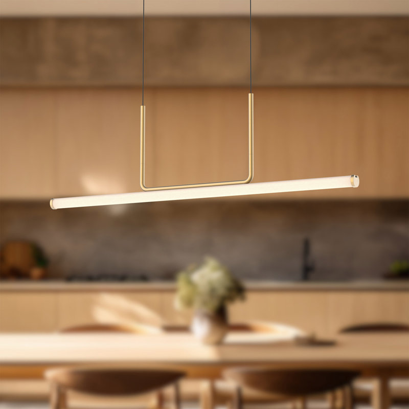 Vesper 1 - Light LED Pendant, Brushed Gold, 13.63" H x 48.25" W x 1.75" D