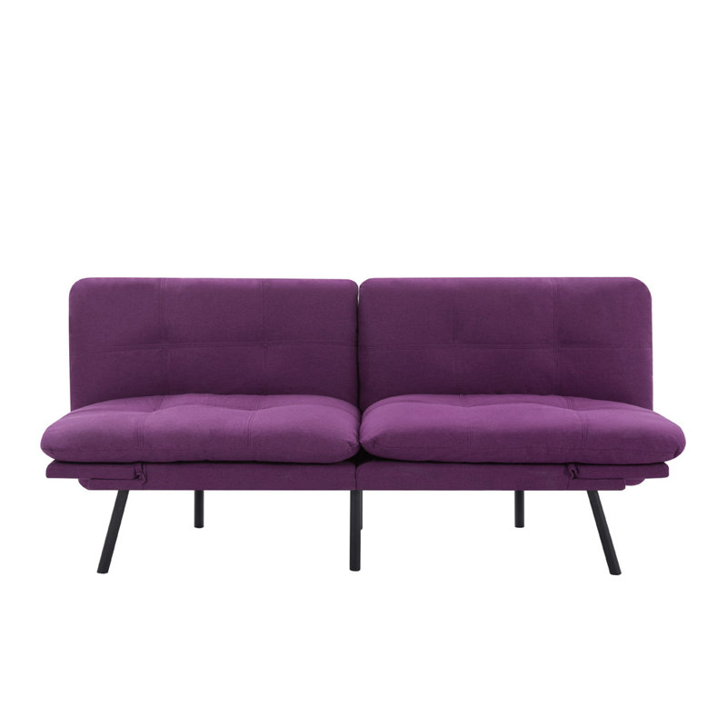 Canapé-lit futon convertible avec pieds en métal, Mauve