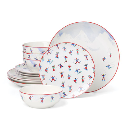 Oneida Snowbound 12-Piece Dinnerware Set, Service For 4