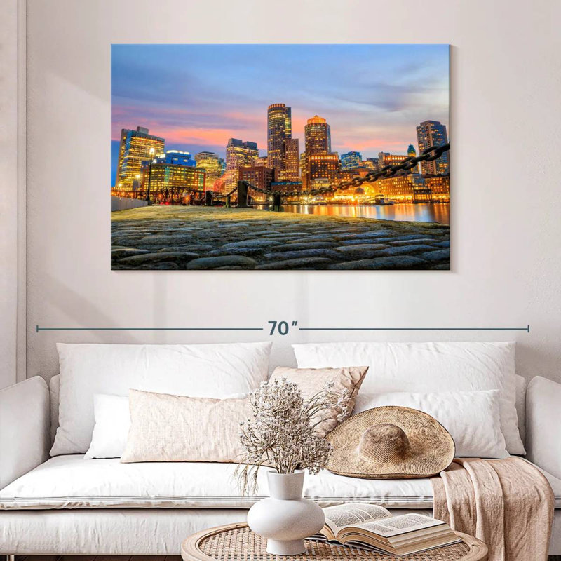 Boston Harbor Dusk Lights, 32" H x 48" W