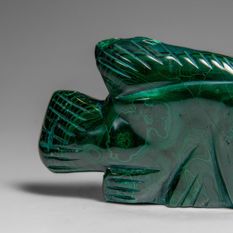 Genuine Polished Malachite Fish Carving (422.2 Grams)