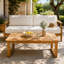 Table basse d'extérieur en bois d'acacia, table de patio rectangulaire avec pieds incurvés, conception durable et résistante aux intempéries pour terrasses et jardins modernes