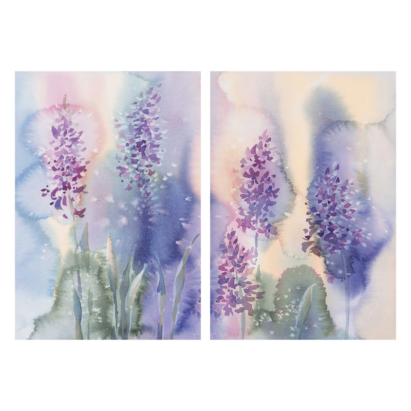 «Sunlit Hyacinth Blooms - 2 pièces», un chef-d'œuvre d'aquarelle rayonnante - reproduction sur toile tendue