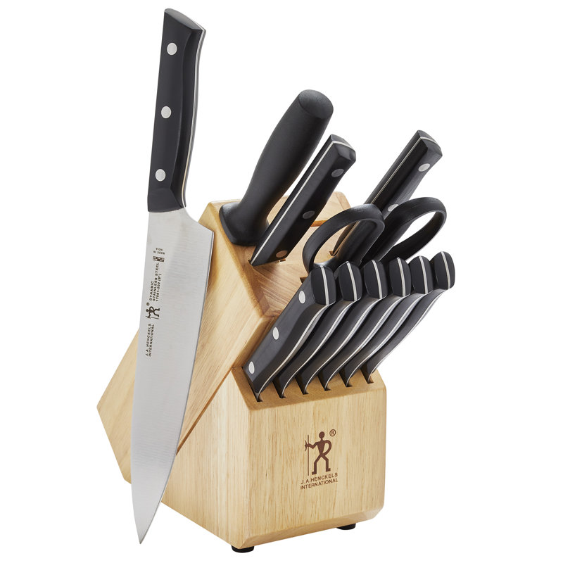 Dynamic 12-Piece Stainless Steel Knife Block Set with Hardwood Block