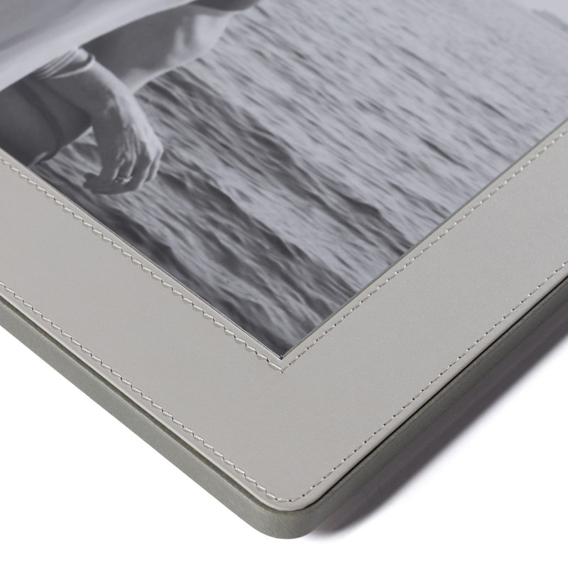 Cadre photo en cuir Raffia, 5 po x 7 po, Gris