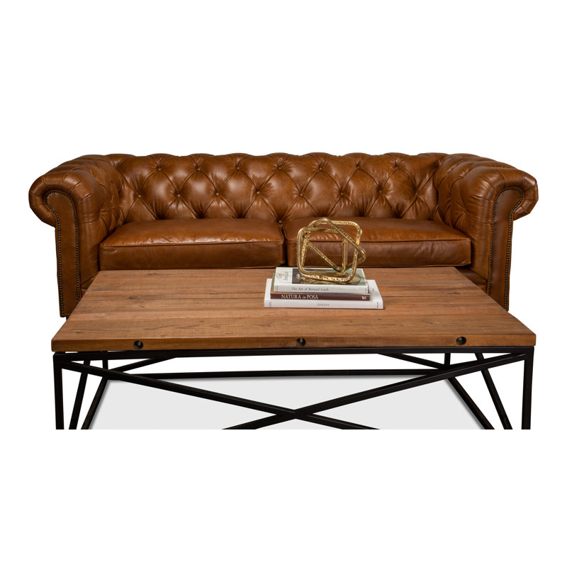 Carola Leather Sofa, Cuba Brown Genuine Leather
