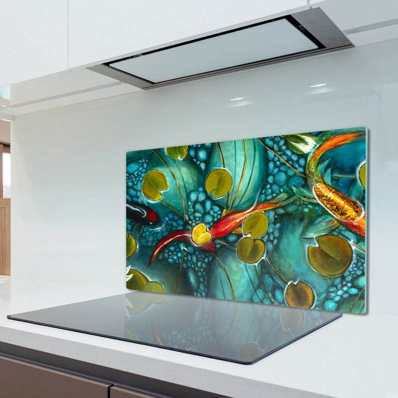 Avella Tempered Glass Fish Water Lily Leaves Chopping Board, 52cm x 80cm
