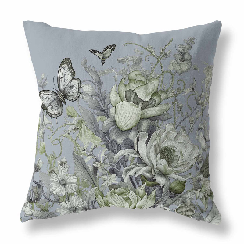 Coussin décoratif intérieur / extérieur Garden Delights, H 16 po x l 16 po, Vert / gris