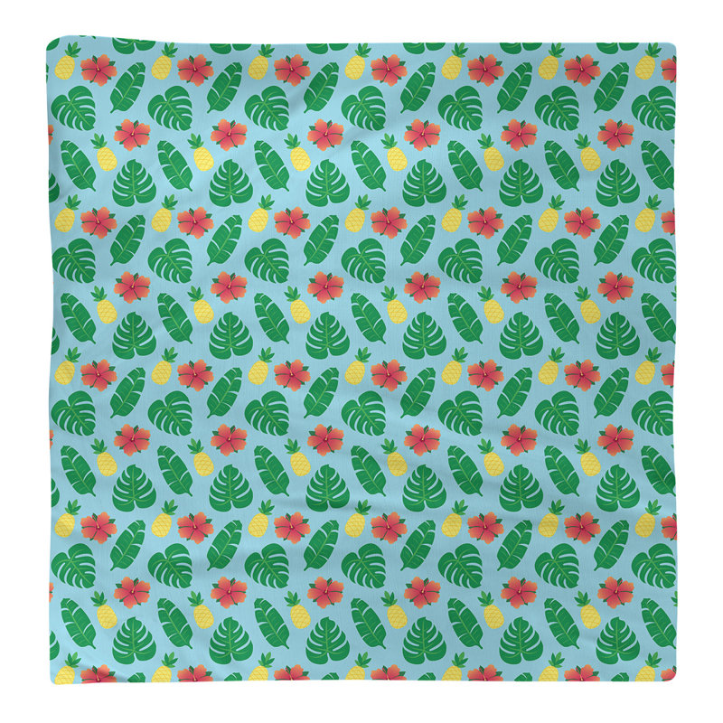 Serviette de coton à motif tropical, H 0,1 po x l 10 po x P 10 po, Bleu, Sergé de polyester