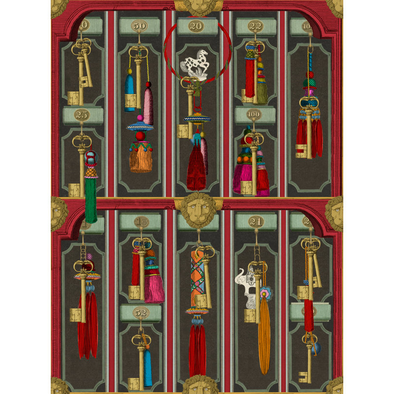 ORIENT EXPRESS Wallpaper Roll, Anthracite/Red/Gold/Orange/Pink