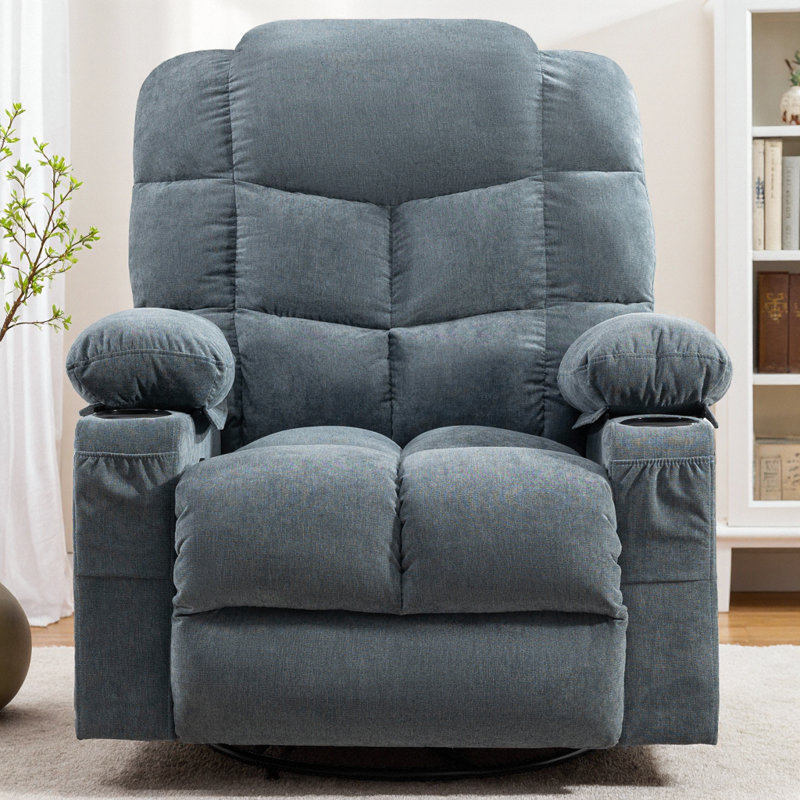Fauteuil inclinable surdimensionné à bascule pivotant de massage de 38 po, avec chaleur et vibration à 8 points, port USB, porte-gobelets