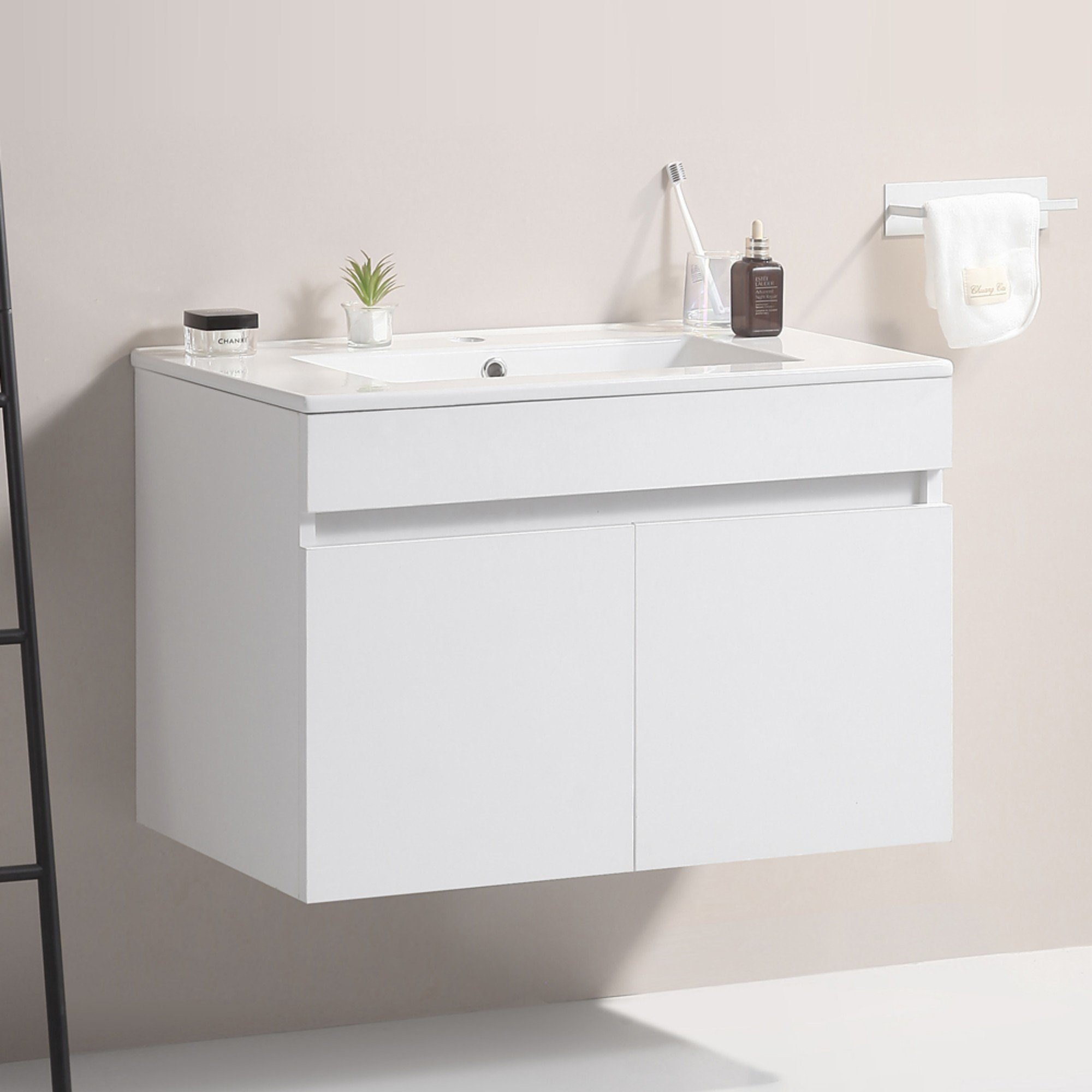 Ebern Designs Elegant Design Wall Mounted Bathroom Vanity with Large ...