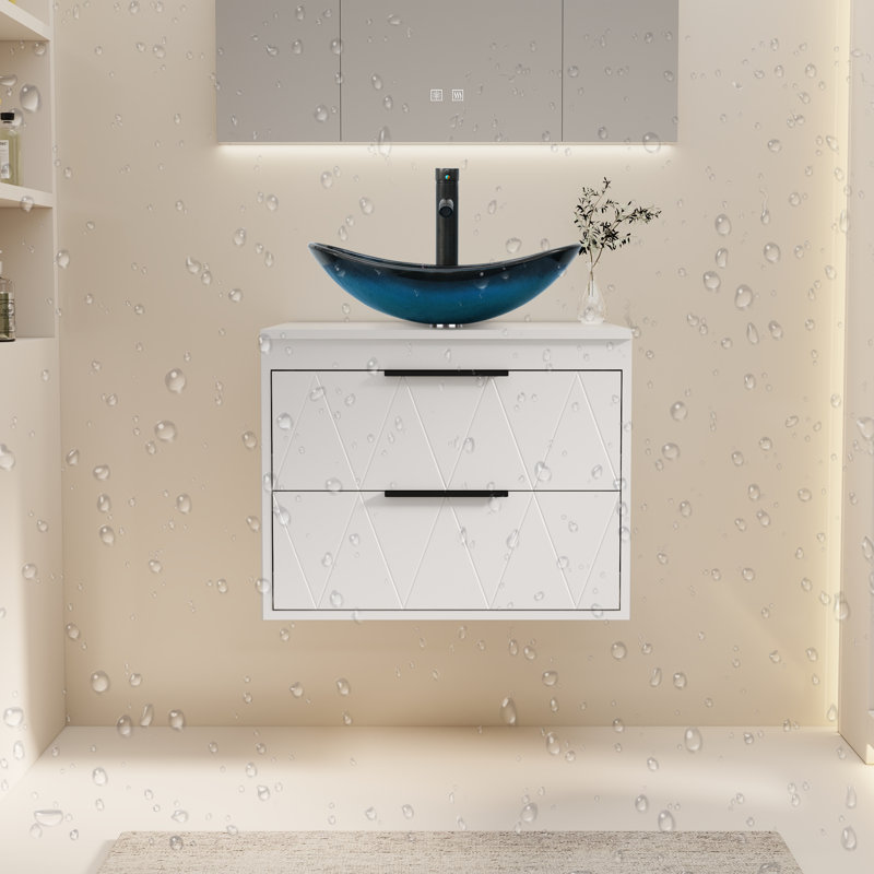Ensemble de meuble-lavabo mural simple 24 po avec lavabo vasque Sharee Sharee, Blanc