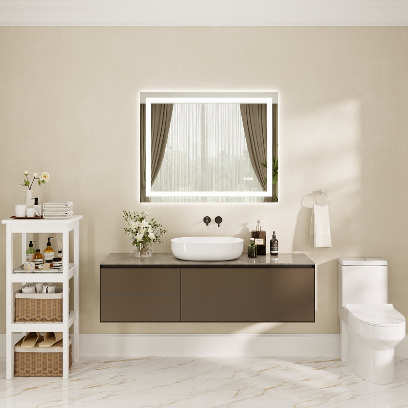 Deervalley 40"X 32"  LED Bathroom Mirror With Lights, 1.5X Anti-Fog, Front And Backlit Frameless LED Mirror