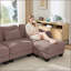 Canapé modulaire ergonomique courbé en L en forme de L avec 1 repose-pieds mobile-131094040-131094044
