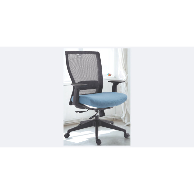 Chaise de bureau ergonomique à dossier en filet Mia avec accoudoirs et soutien lombaire réglables, Océan, Tissu