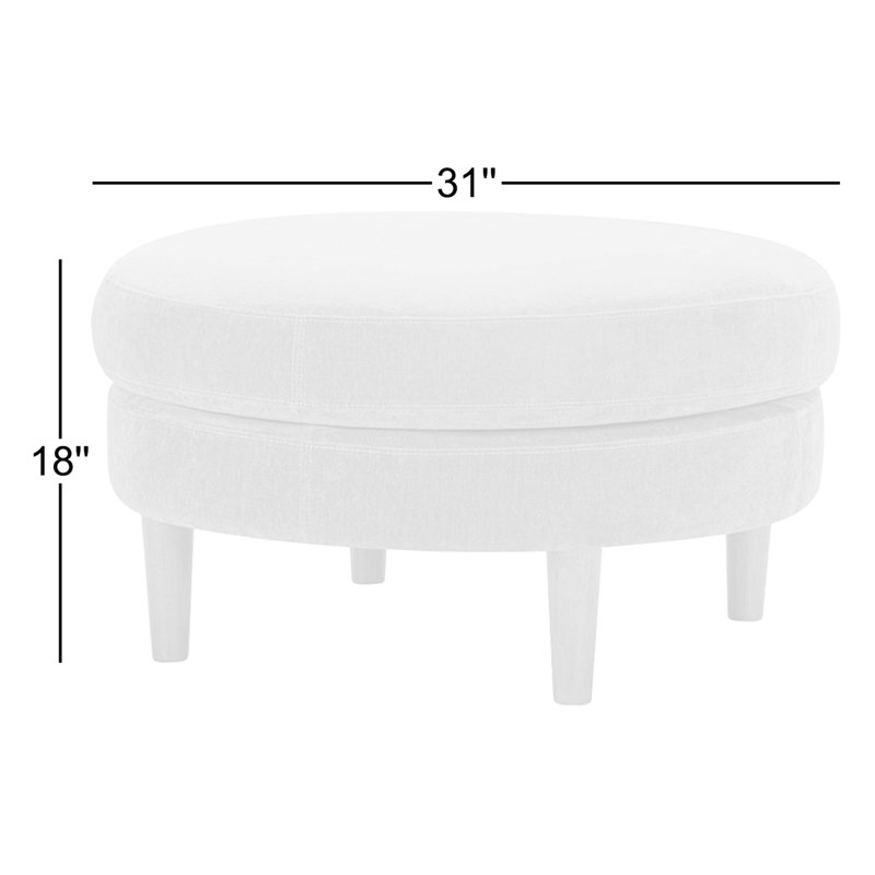 Landen Upholstered Ottoman, Cream Performance Basketweave