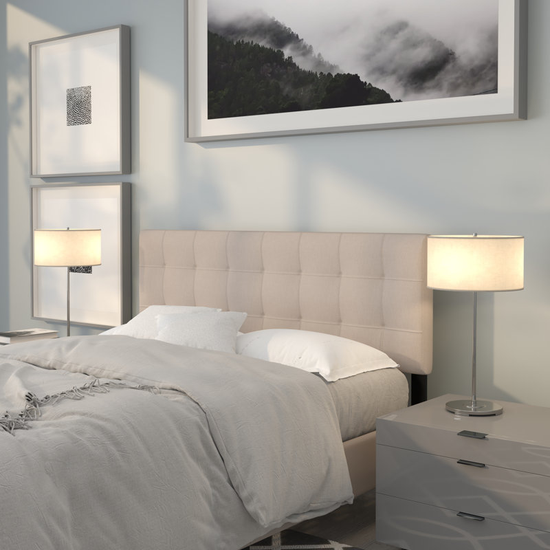 Tête de lit tapissier capitonnée Ciriaca, Grand, Beige